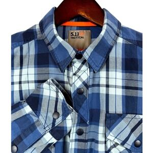 5.11 Tactical‎ Men's Long Sleeve Plaid Button Up Shirt Blue Small
